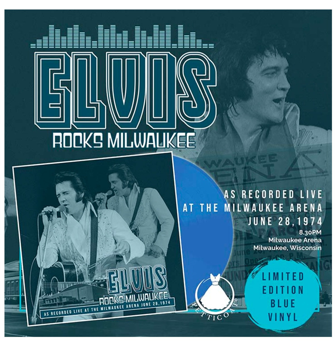 Elvis Presley - Elvis Rocks Milwaukee 1974 BLAUW Vinyl + CD
