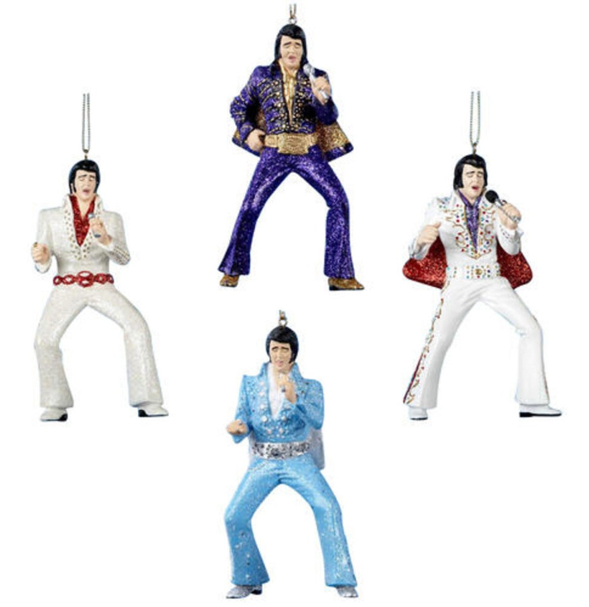 Elvis Presley In Jumpsuit Kerst Ornamenten - Set Van 4