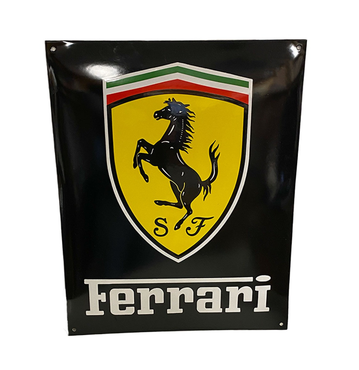 Ferrari Logo Zwart Enamel Sign - 50 x 40cm