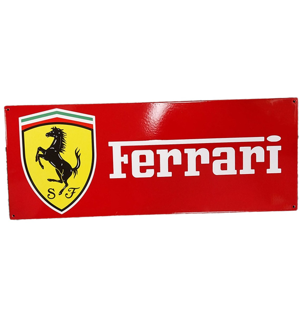 Ferrari Logo Emaille Bord Rood - 90 x 35cm