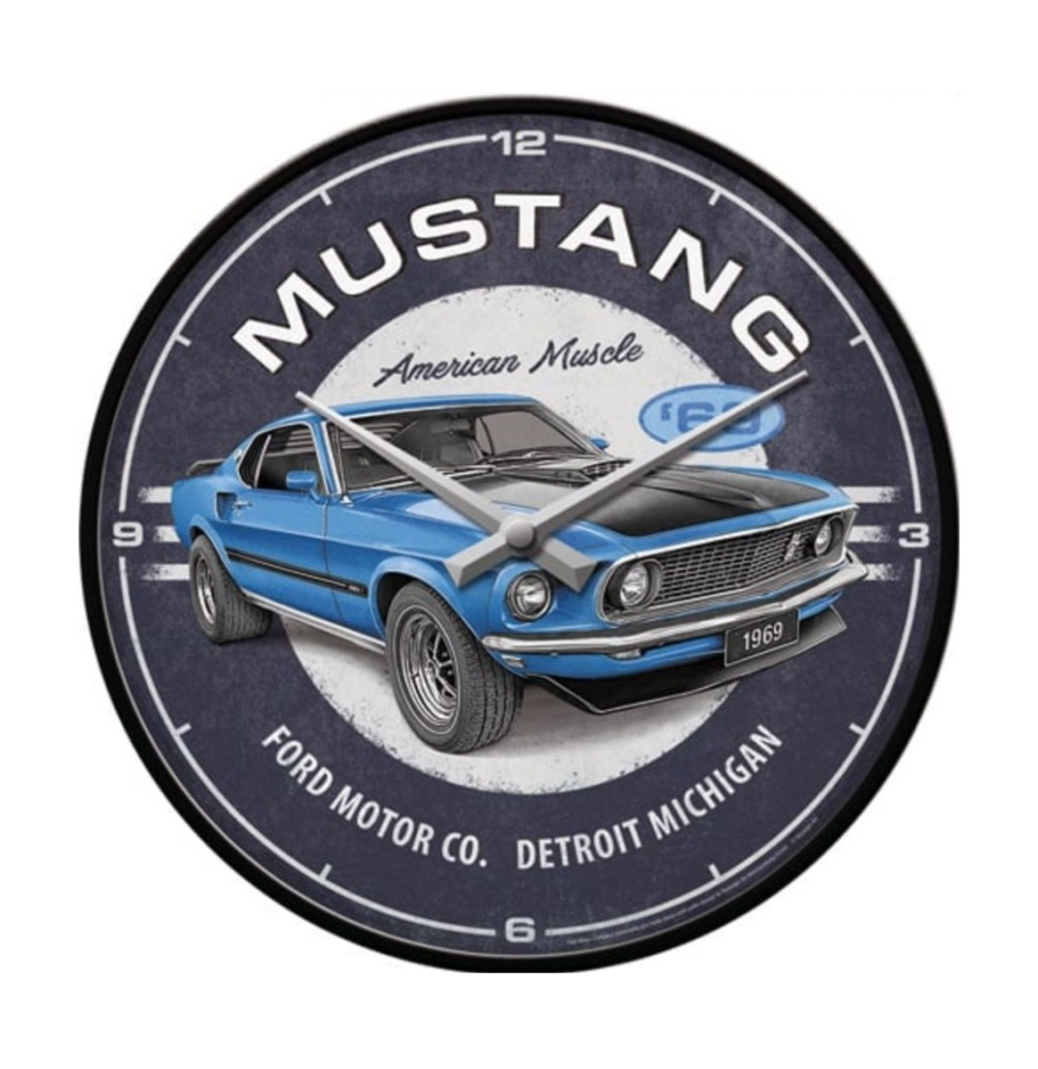 Wandklok Ford Mustang - 1969 Mach 1 Blue