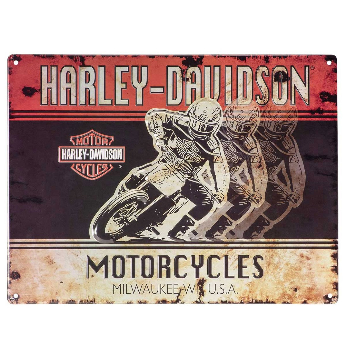 Harley-Davidson Racers Tinnen Bord Met Reliëf - 30 x 40 cm