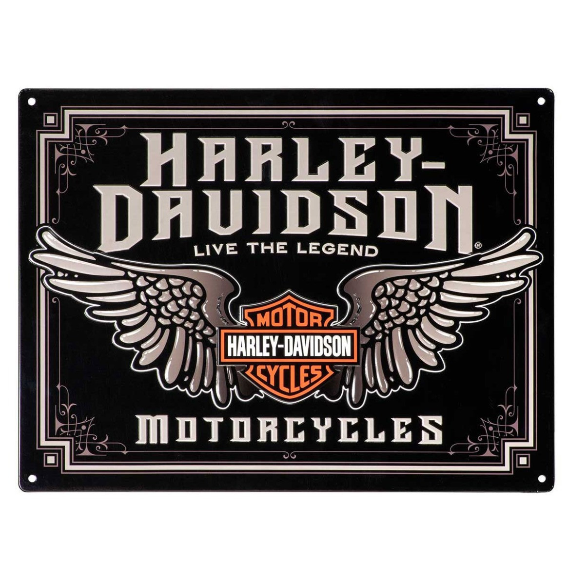 Harley-Davidson Winged Bar & Shield Tinnen Bord Met Reliëf - 30 x 40 cm