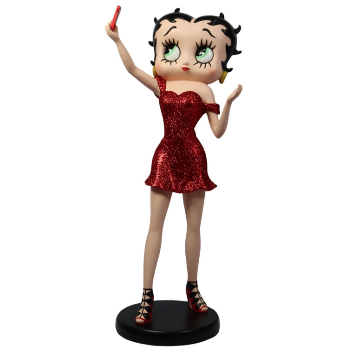 Betty Boop Selfie Rood Glitter 30 cm Beeldje