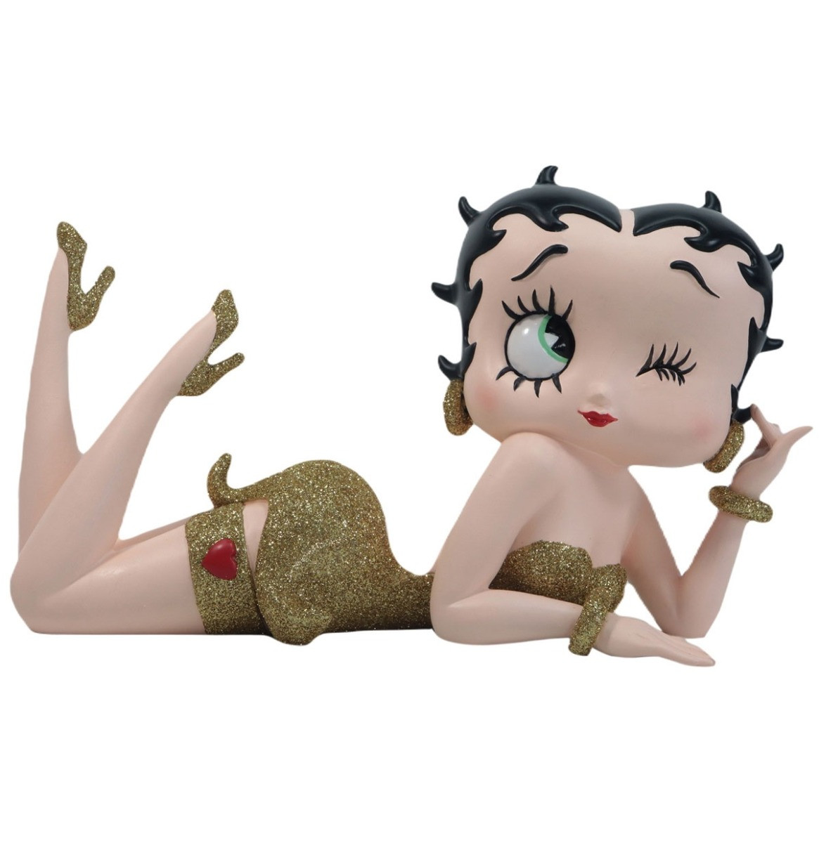 Betty Boop Liggen In Gouden Glitter Jurk Beeldje
