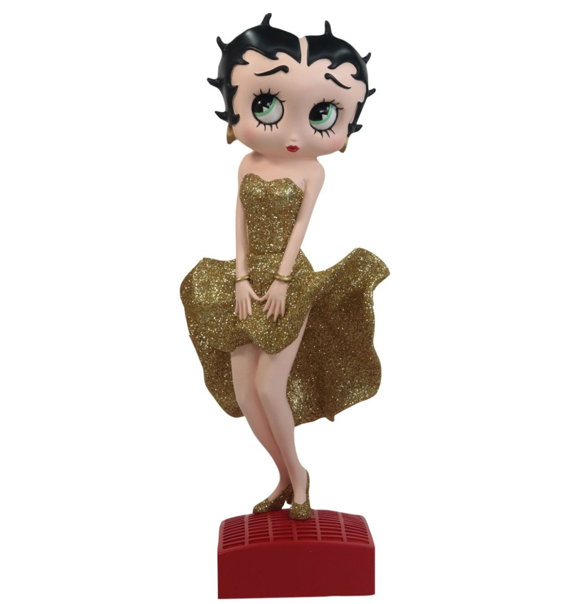 Betty Boop Poserend In Gouden Glitter Jurk Beeldje