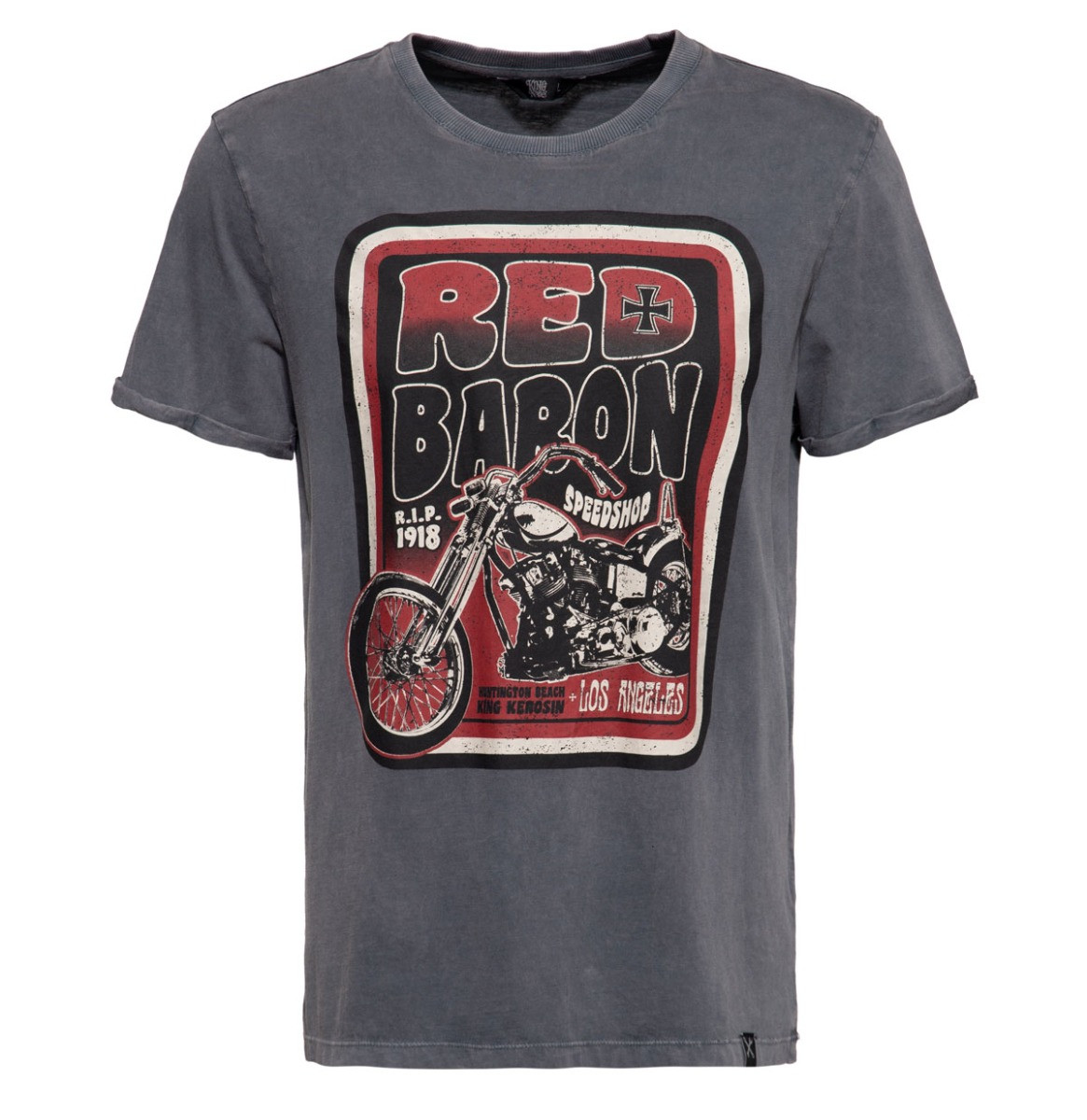 King Kerosin Red Baron Speedshop T-Shirt Steel Grey-XXXXL