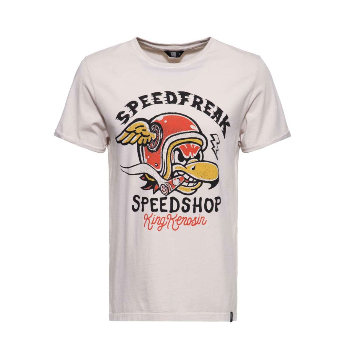 King Kerosin Speedfreak Speedshop T-Shirt Ecru-XXL