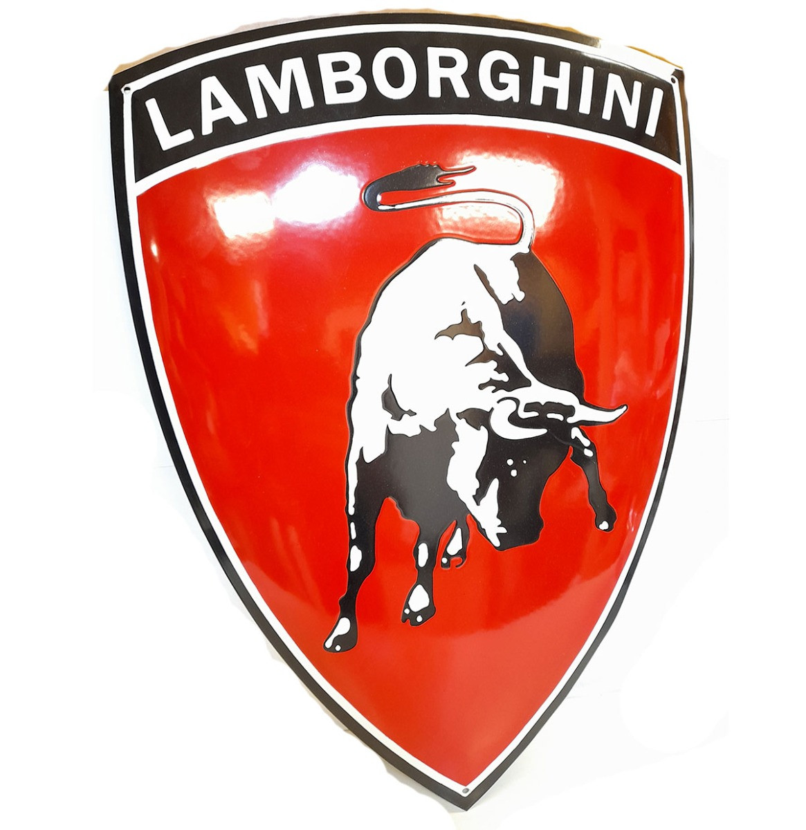 Lamborghini Logo Zwaar Emaille Bord Rood - 65 x 47cm