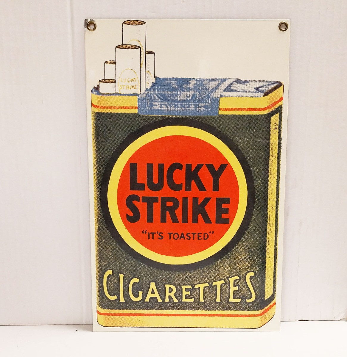 Lucky Strike Ande Rooney 1990&apos;s Emaille Bord - 29 x 18,5cm