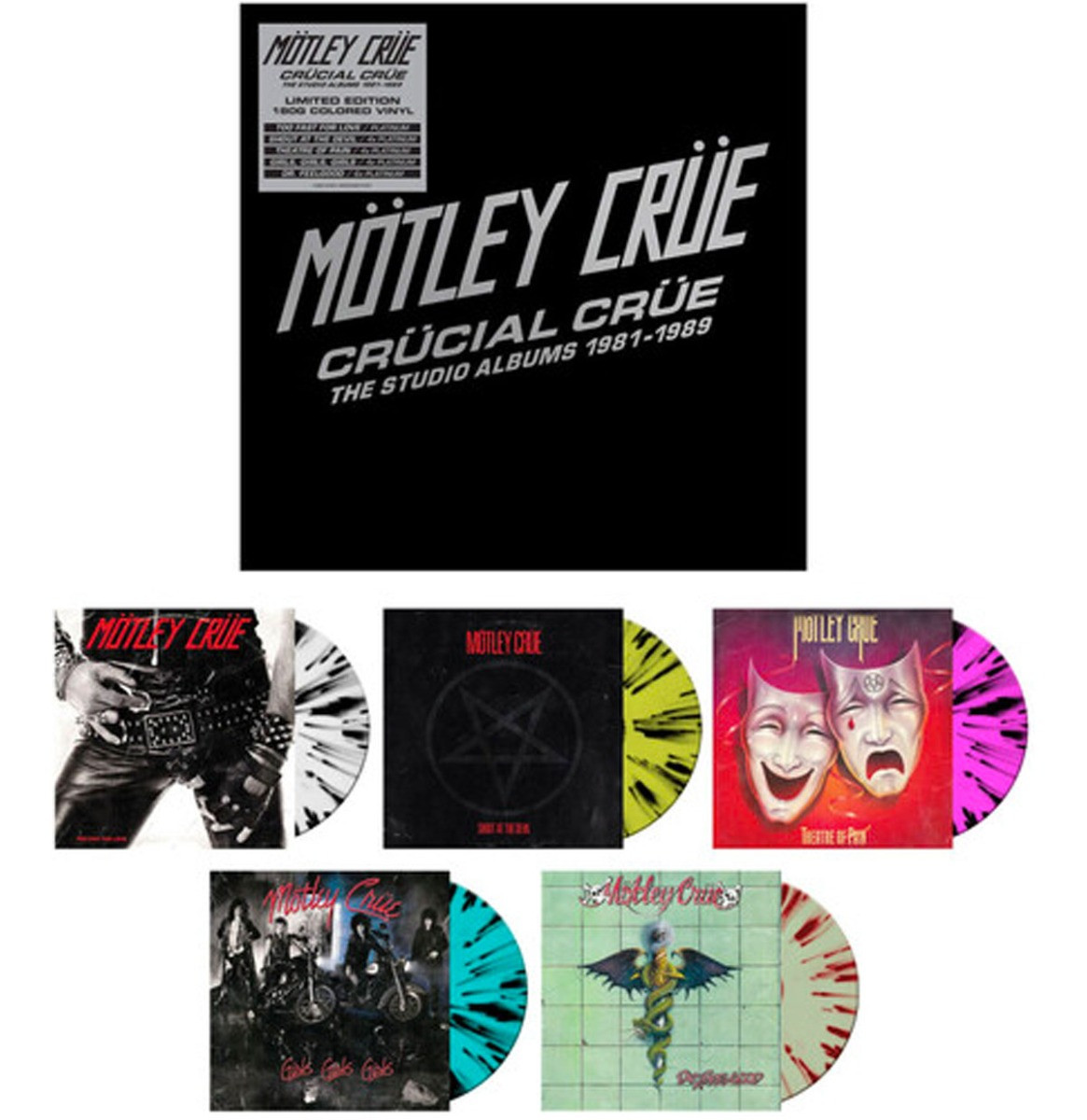 Mötley Crüe - Crücial Crüe: The Studio Albums 1981-1989 (Gekleurd Vinyl) (Boxset) 5LP