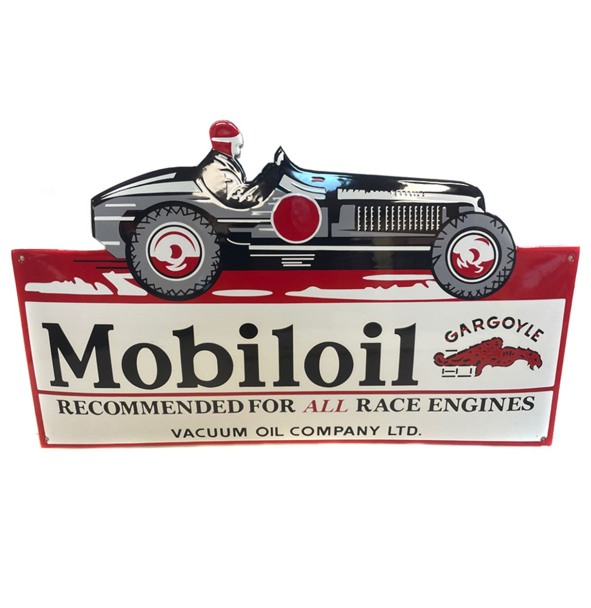 Mobiloil Gargoyle Raceauto Emaille Bord - 61 x 38 cm