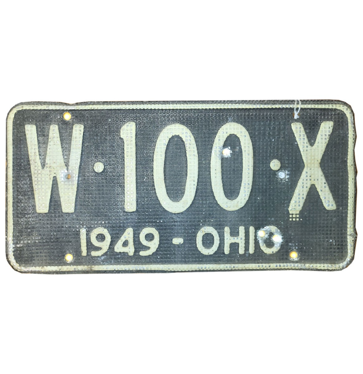 Ohio 1949 Kentekenplaat - Origineel - Met Kogelgaten