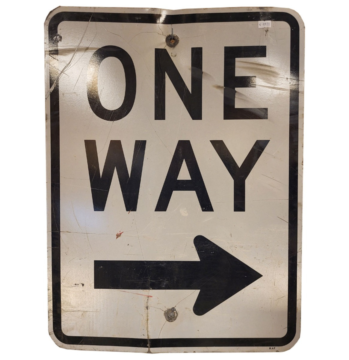 One Way Metalen Straatbord - Origineel - 61 x 46 cm