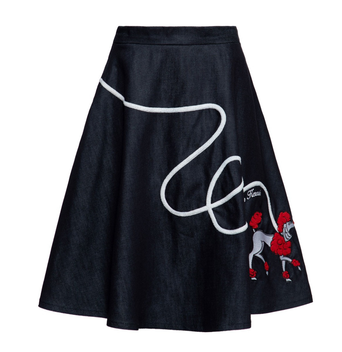 Queen Kerosin Poodle Retro Swing Skirt Denim-XL
