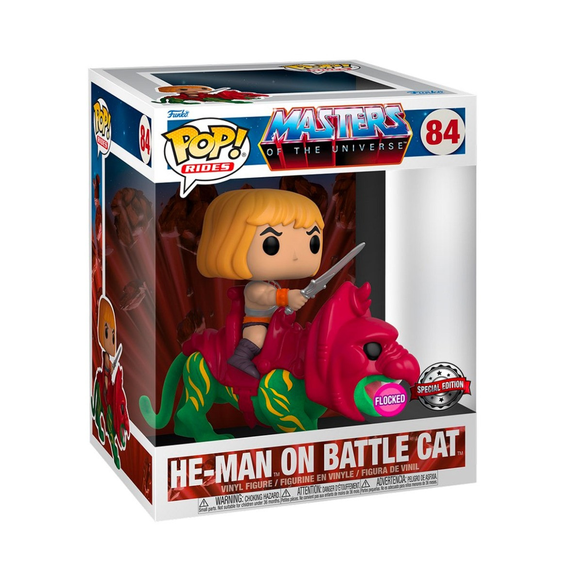 Funko Pop! Ride Deluxe: Masters of the Universe - Flocked He-Man on Battle Cat