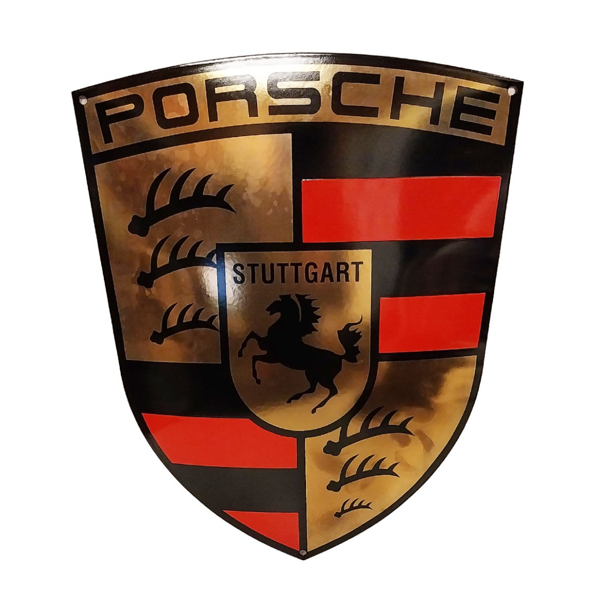 Porsche Logo Emaille Bord met 14KT verguld - 45 x 35cm