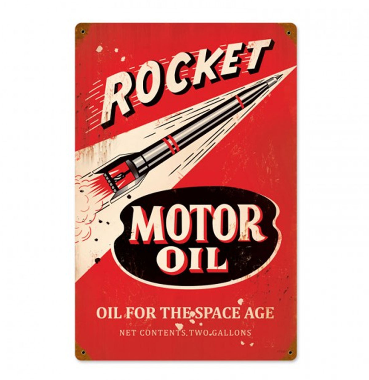 Rocket Motor Oil Zwaar Metalen Bord 45 x 30 cm
