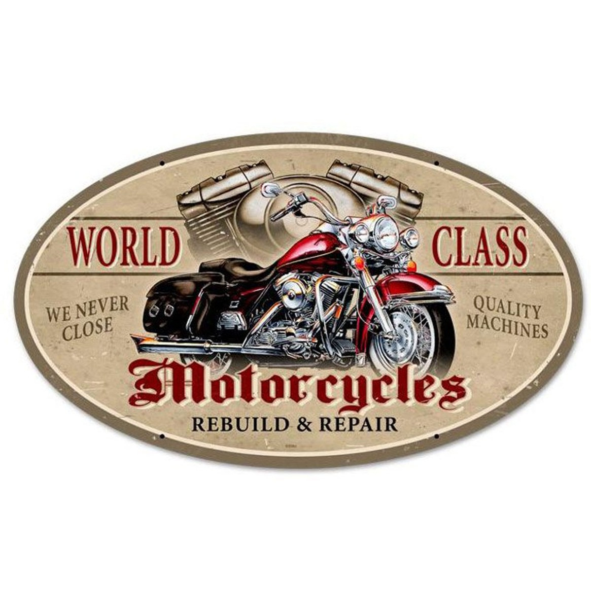 World Class Motorcycles Rebuild & Repair Zwaar Metalen Bord - 61 x 36 cm