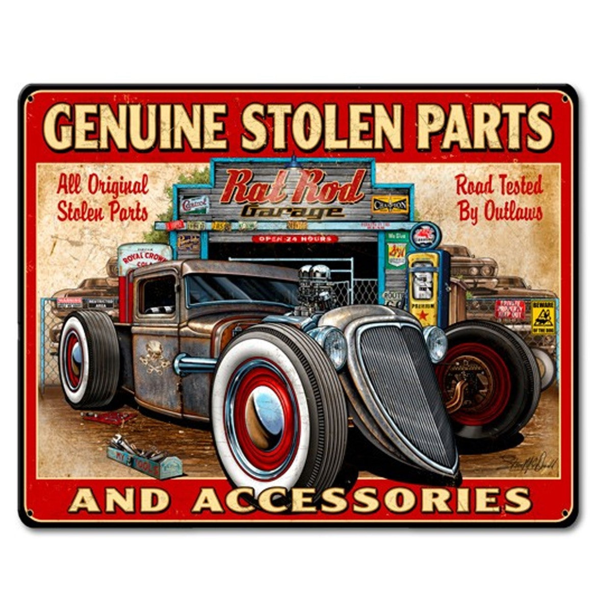Genuine Stolen Parts And Accessories Zwaar Metalen Bord 40 x 30 cm