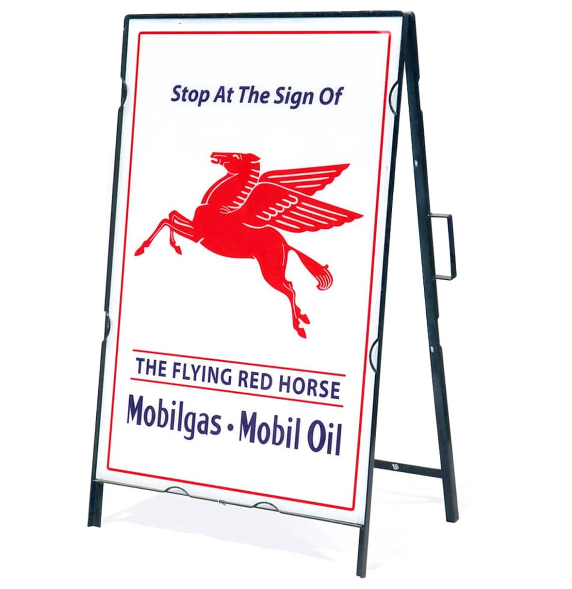 The Flying Red Horse Mobilgas - Mobiloil Metalen Frame Met Bord