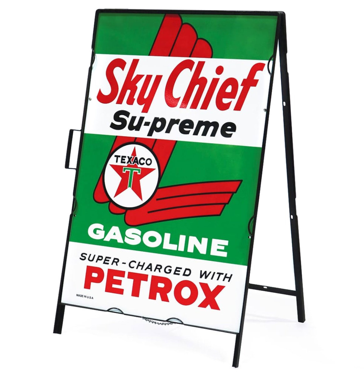Texaco Skychief Supreme Gasoline Metalen Frame Met Bord