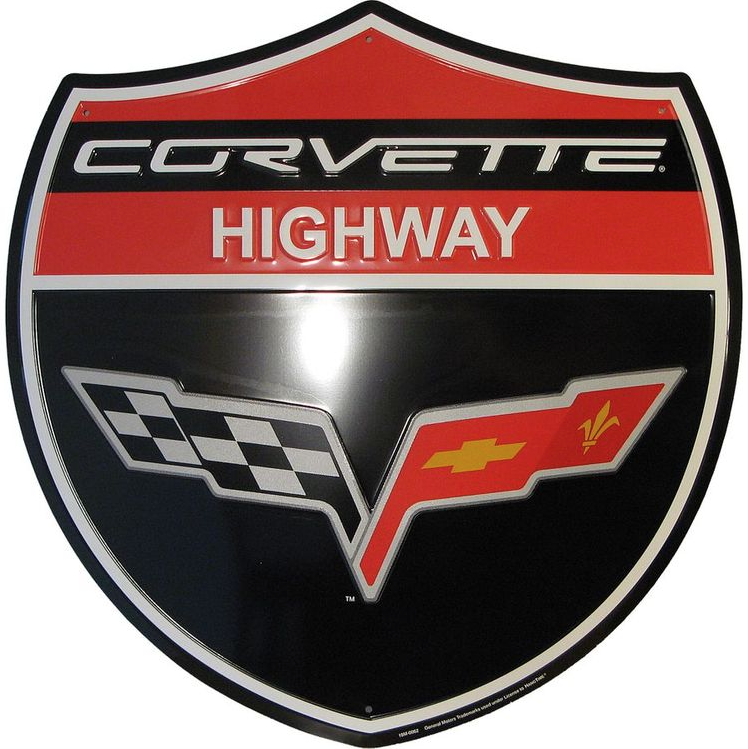 Corvette Highway Shield Metalen Bord 60 x 58 cm