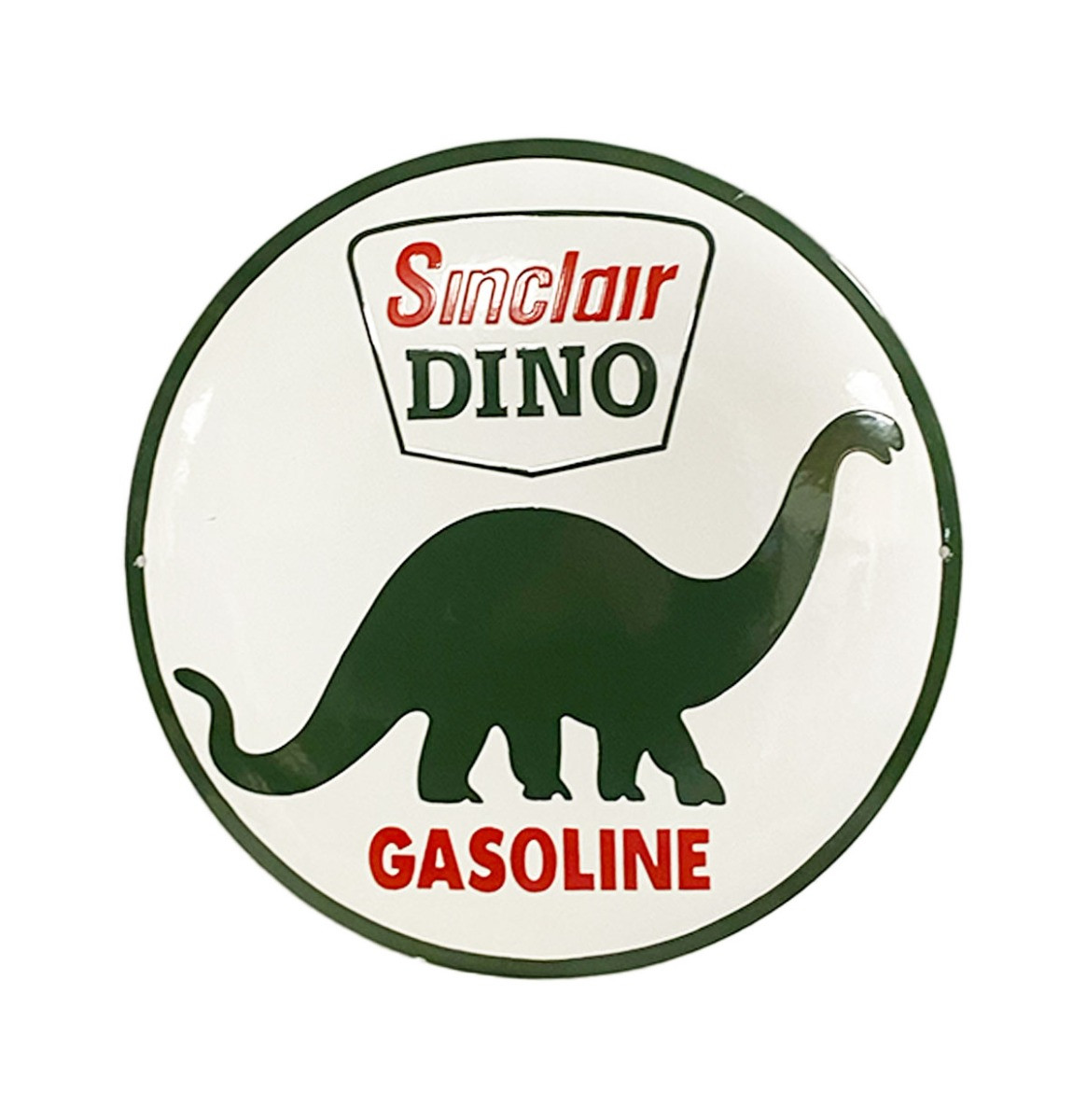 Sinclair Dino Gasoline Emaille Bord - Ø40cm