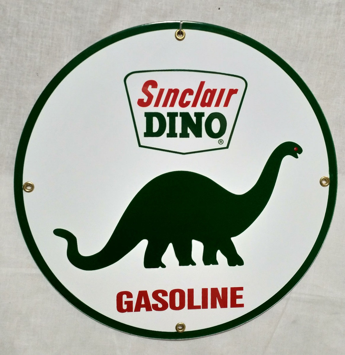 Sinclair Dino Gasoline Emaille Bord Rond