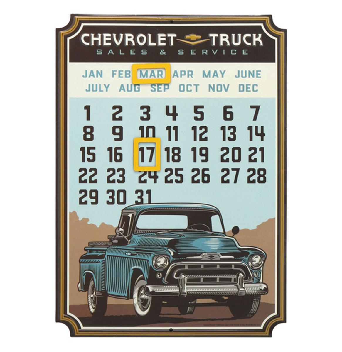 Chevrolet Truck Vintage Metalen Kalender met Magneten