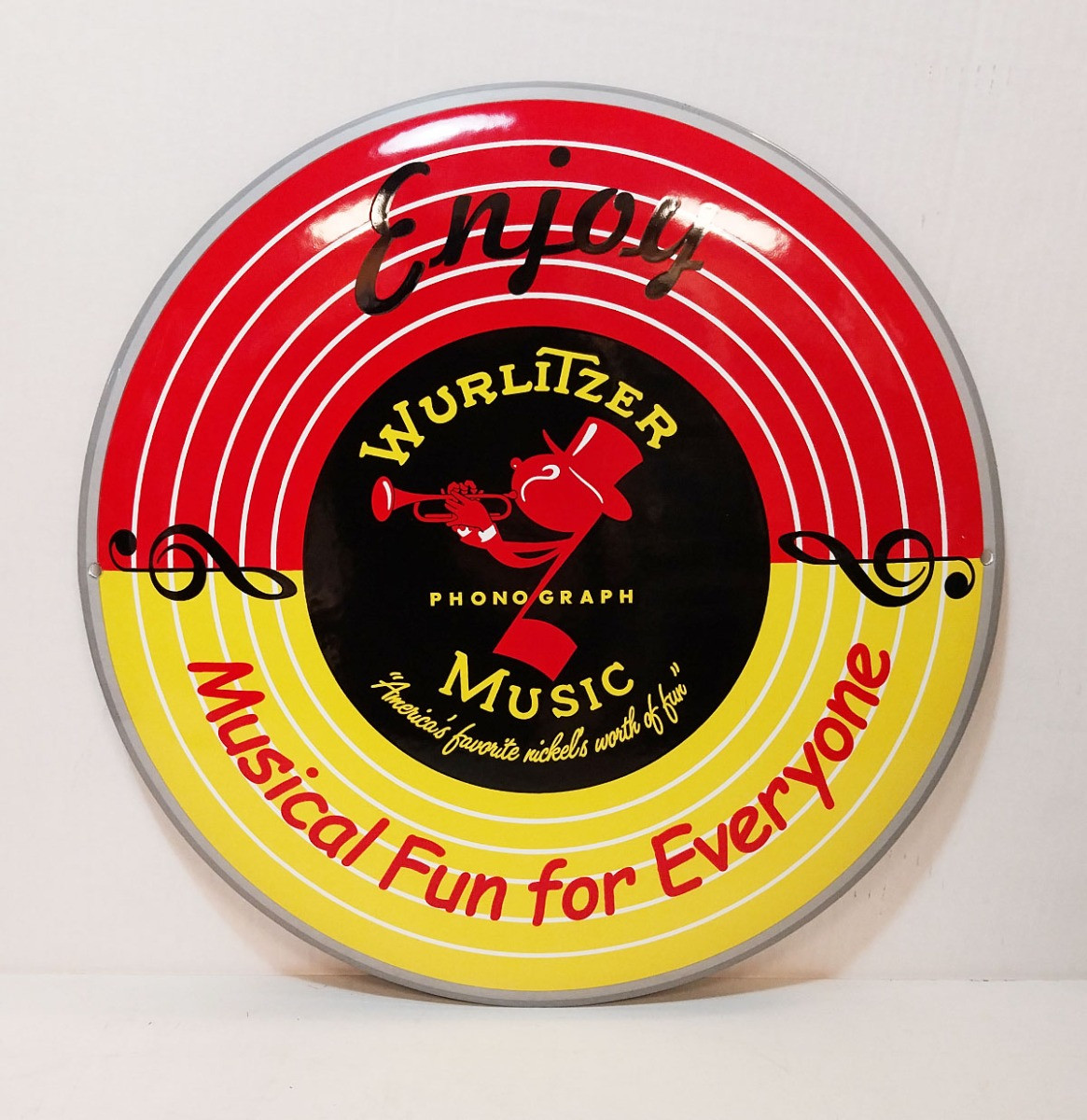 Wurlitzer Musical Fun Emaille Bord - Ø41cm
