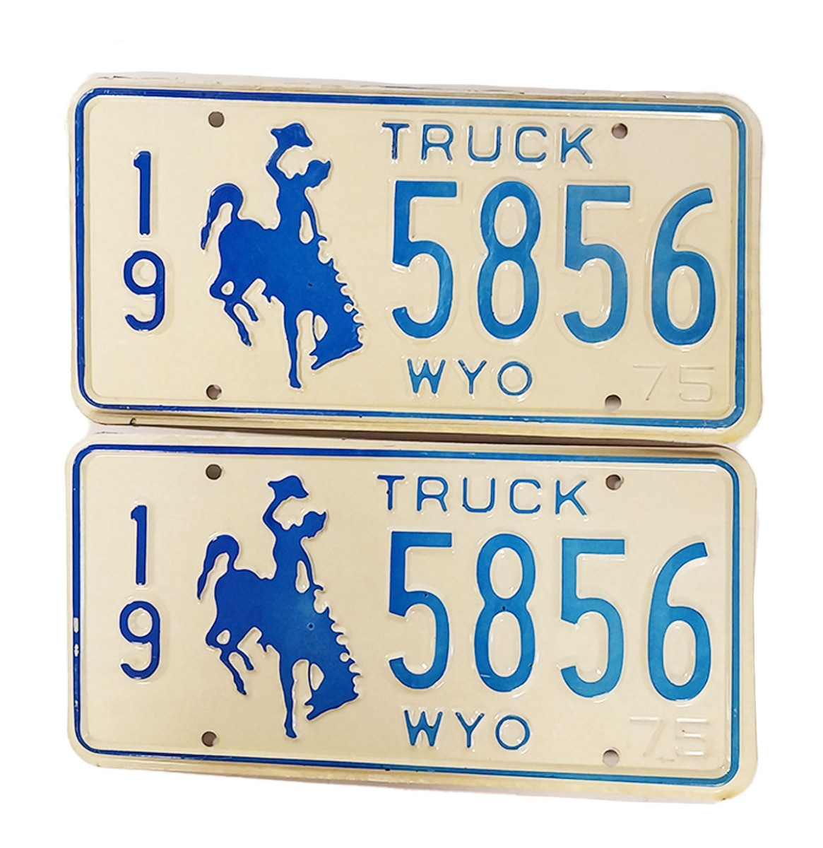 Wyoming Truck Kentekenplaten - 1975 - Origineel (Set van 2)