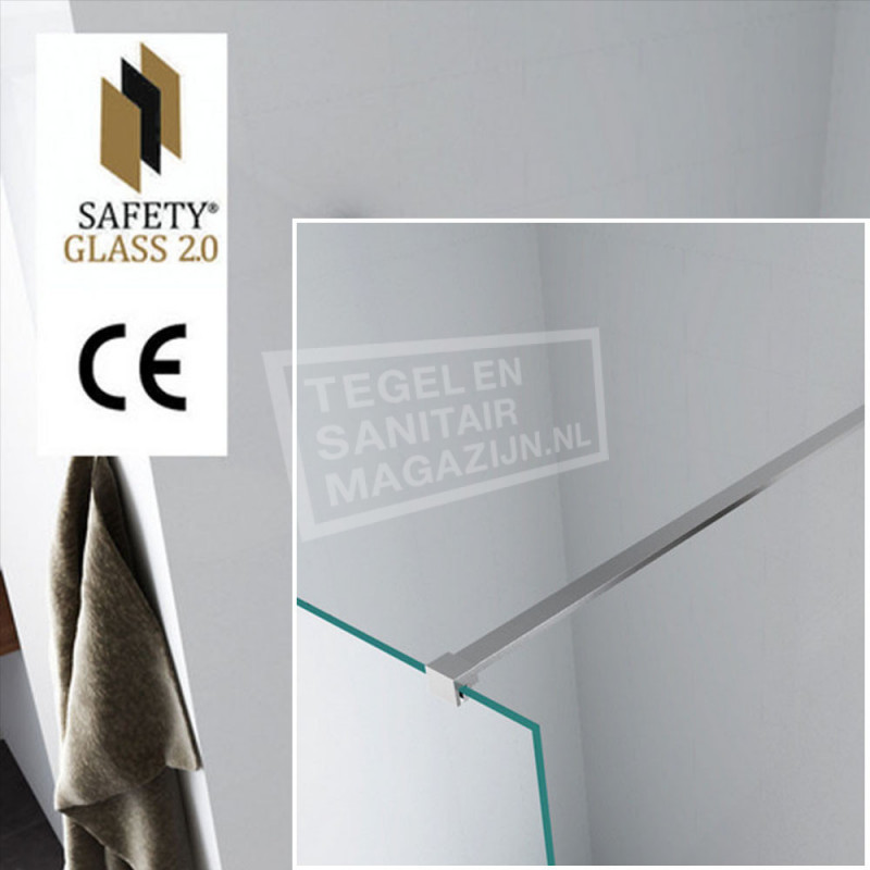 Wiesbaden Safety Glass Douchewand 10 mm NANO 90x200 cm