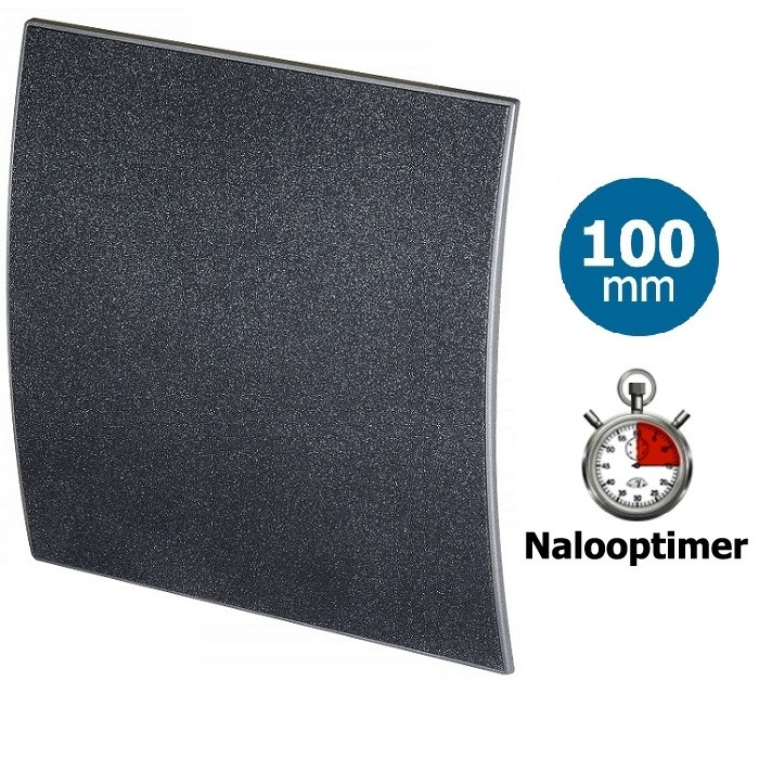 Pro-design Badkamer/toilet Ventilator - Met Timer (kw100t) - Ø100mm - Kunststof - Grafiet Deluxe