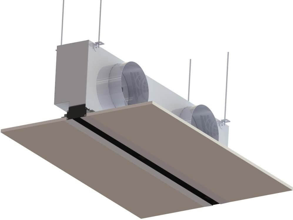 Instucbaar Frameloos Lijnrooster - 600mm - Geïsoleerde Plenumbox Ø125mm - Toevoer & Afvoer