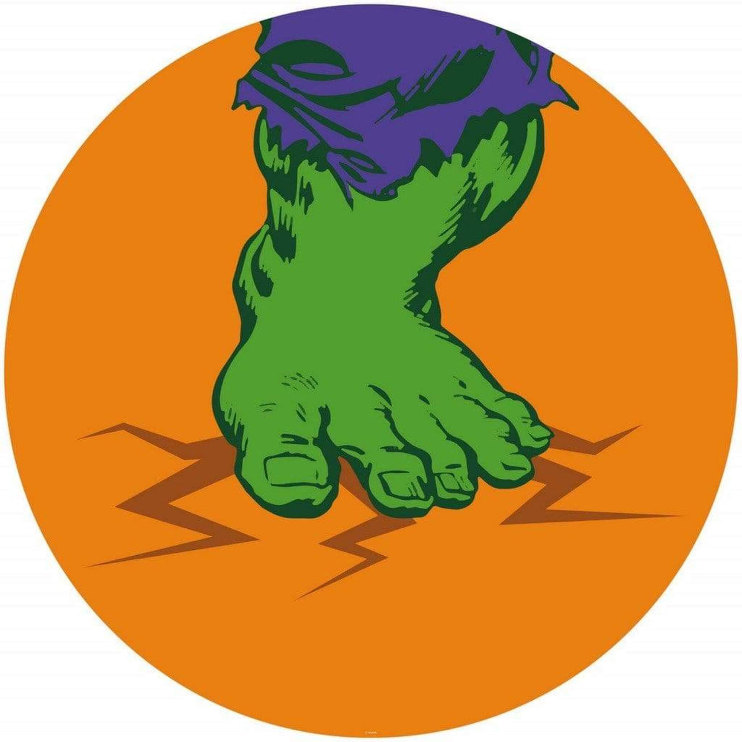 Fotobehang - Avengers Hulks Foot Pop Art 125x125cm - Rond - Vliesbehang - Zelfklevend
