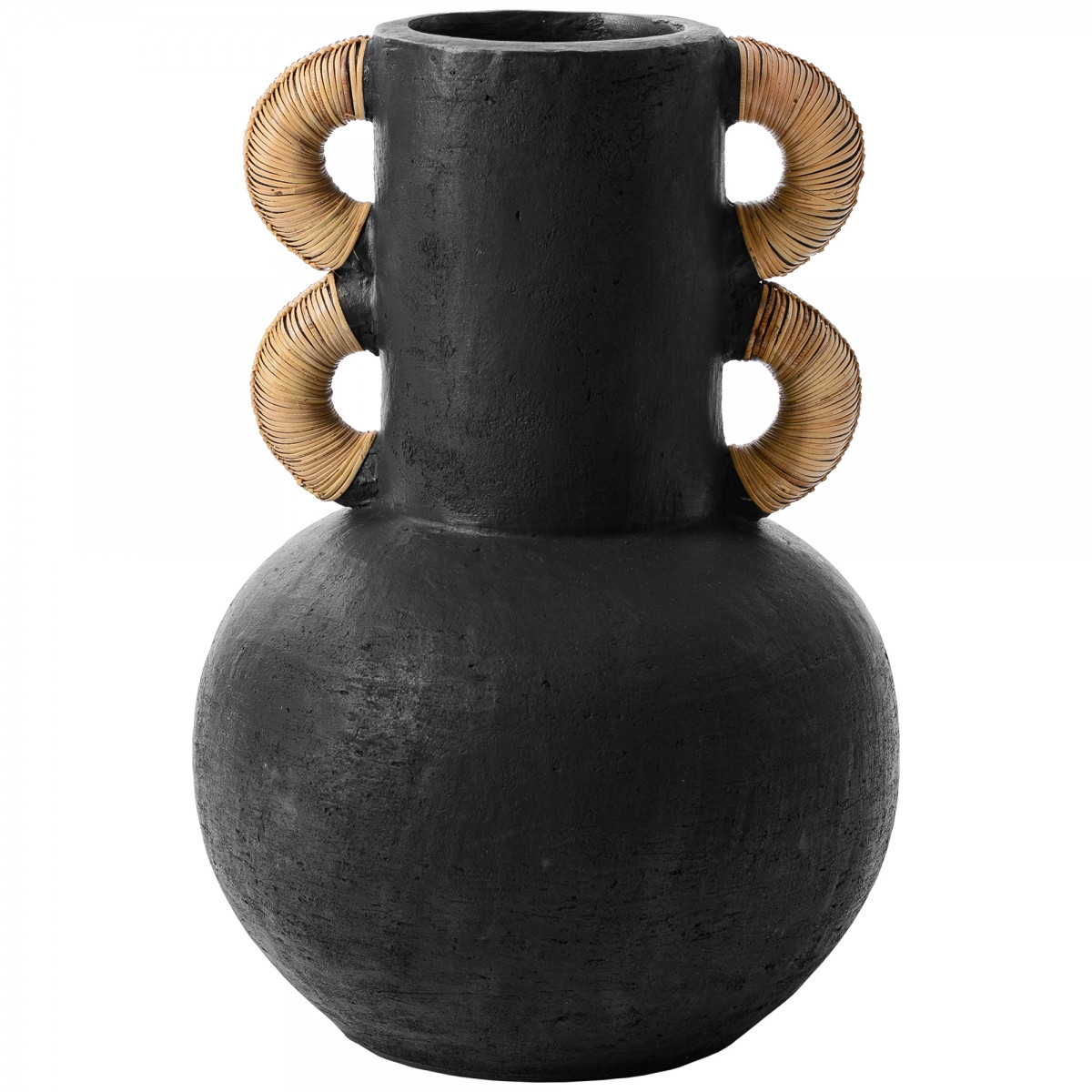 Ваза Round Vase Ceramic & Rattan