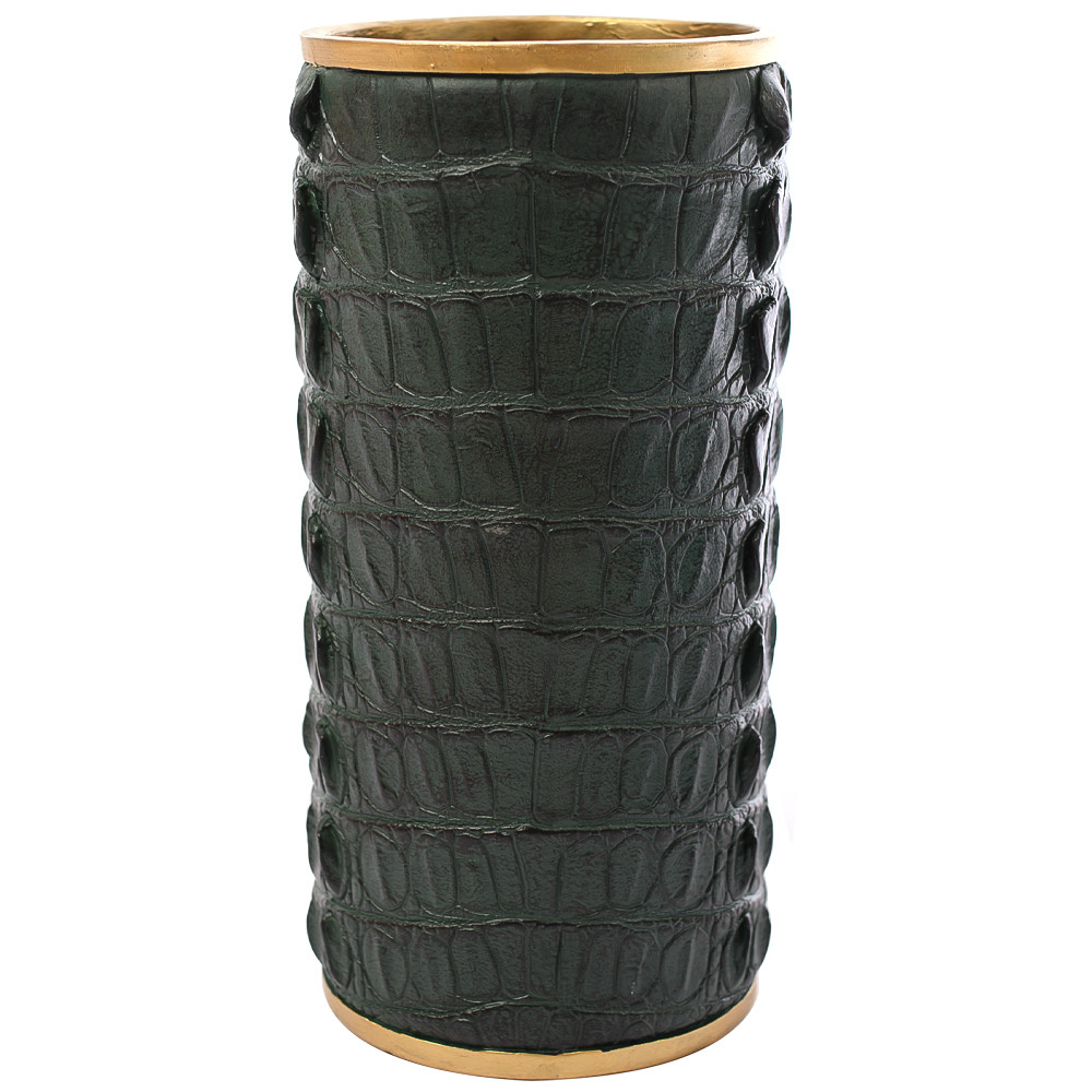 Ваза с декором из эко-кожи Leather Vase Green