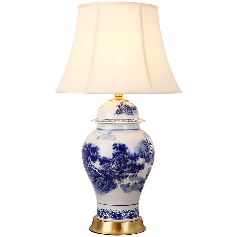 Настольная лампа с абажуром Blue Chinoiserie Table Lampshade