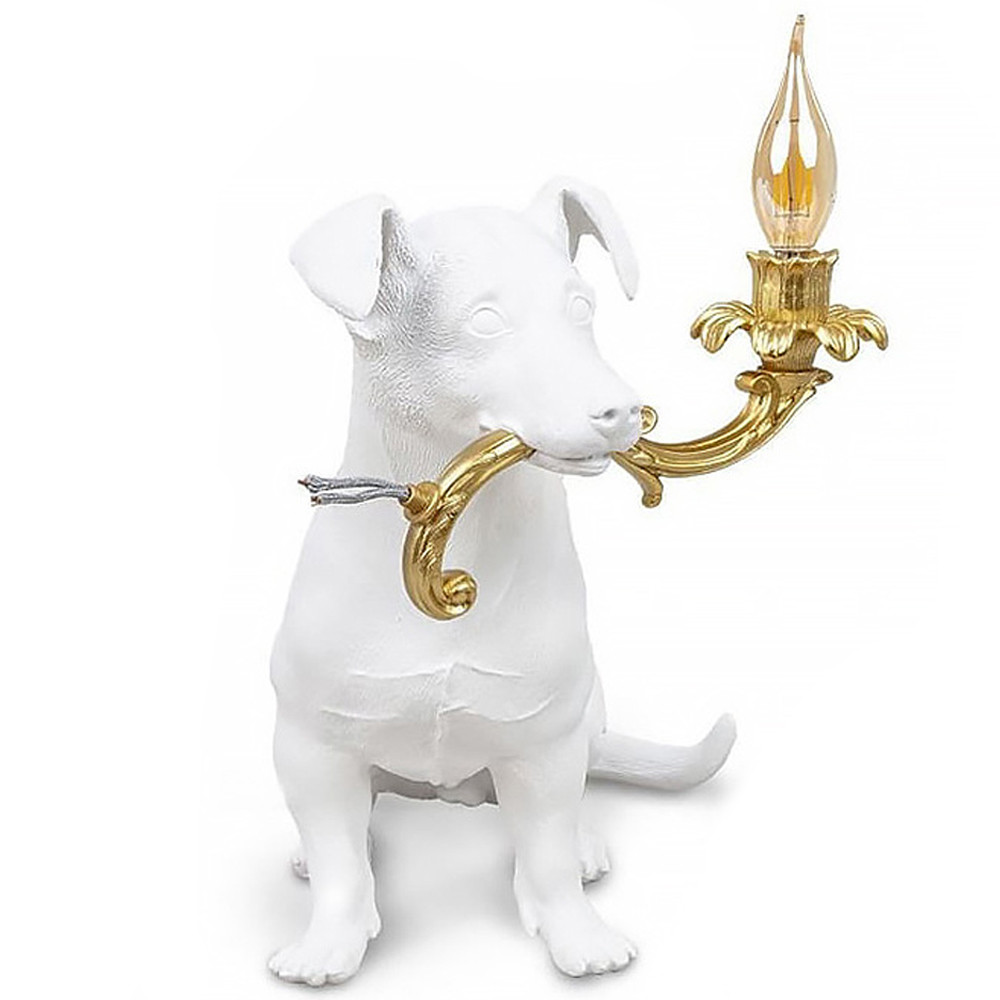 Настольная лампа в виде щенка Puppy White Table Lamp