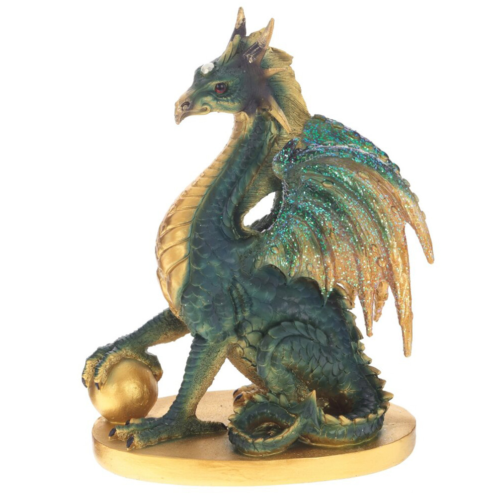 Декоративная статуэтка Дракон Dragon Holding Sphere Green Gold Statuette