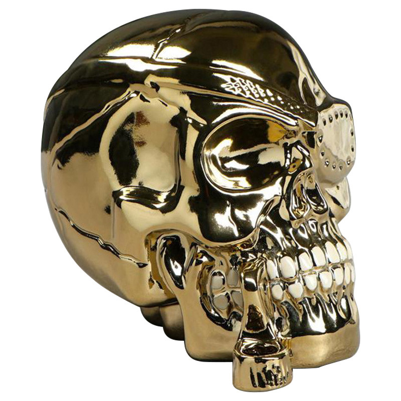 Статуэтка Golden Skull with Pipe