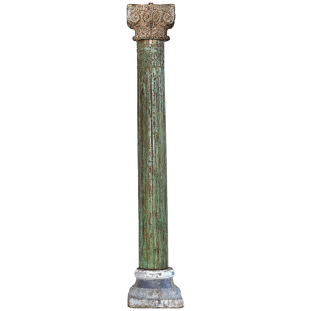 Антикварная колонна из тикового дерева Surat Antique Column Green