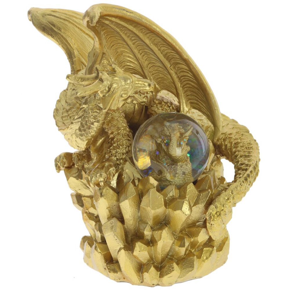 Декоративная статуэтка Дракон со стеклянным шаром Dragon Statuette Gold