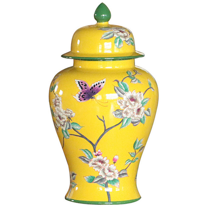 Ваза с крышкой Porcelain Yellow Garden Vase