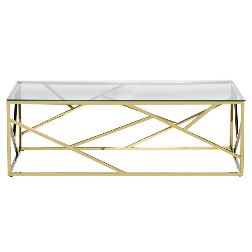 Кофейный стол Serene Furnishing Gold Clear Glass Top coffee table