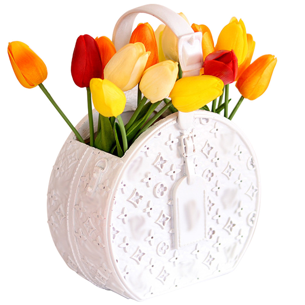 Кашпо для цветов в виде сумки Bag Vase Round White