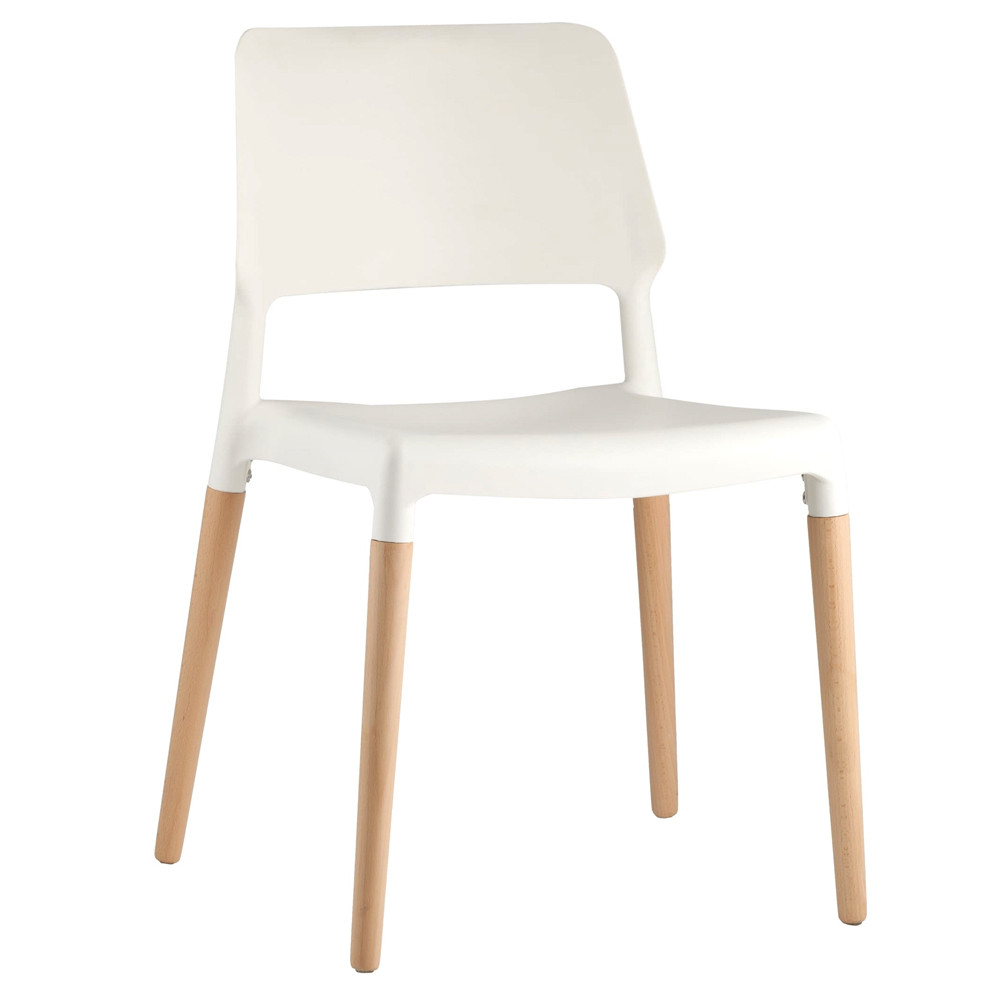 Пластиковый стул на ножках из массива бука Ferret White