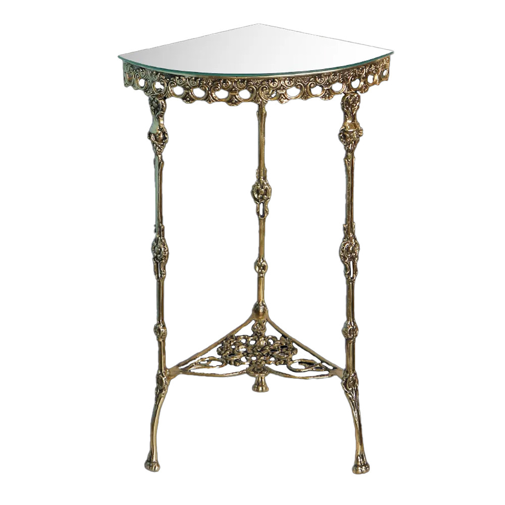 Столик угловой бронзовый с зеркальной столешницей Coffee De Bronze