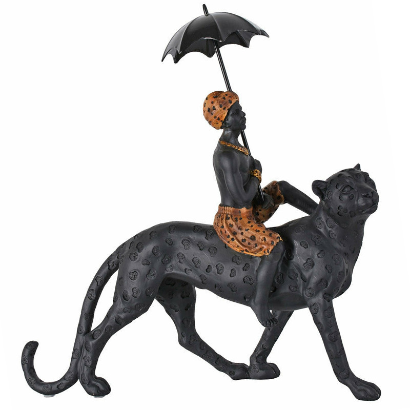 Колониальная статуэтка Черный слуга на леопарде